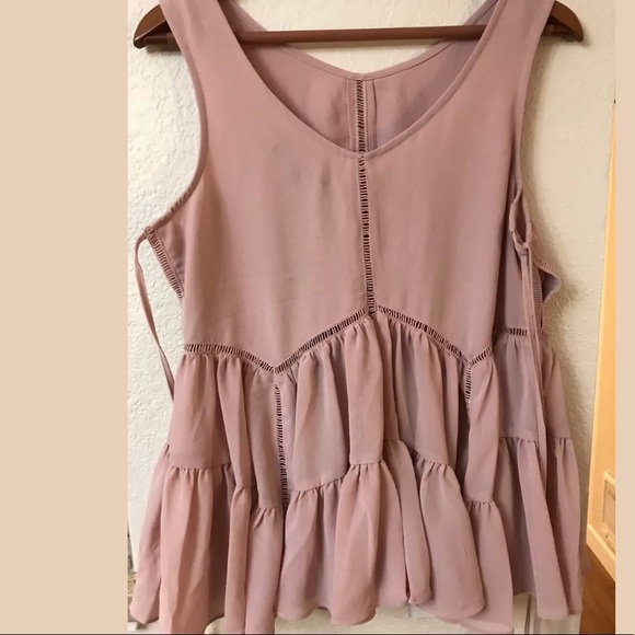 Romeo Juliet Couture Pink Flared Eyelet Blouse - Picture 8 of 8